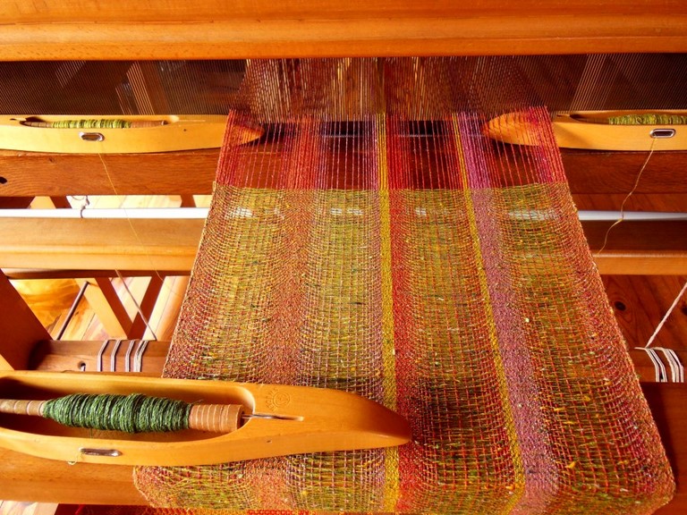 Métier d'Antan: écharpe tissée en soie sauvage