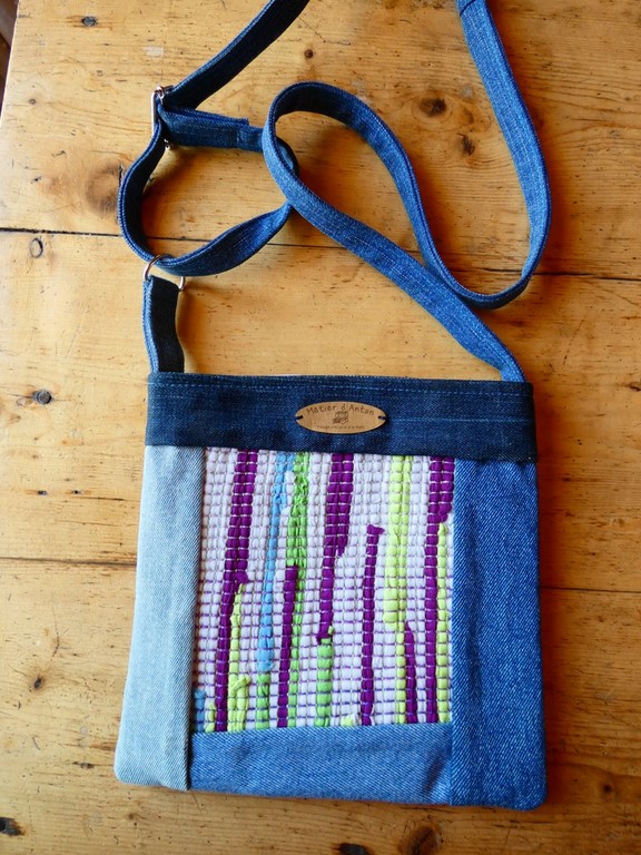 Métier d'antan: Sac tissé + jeans recyclé