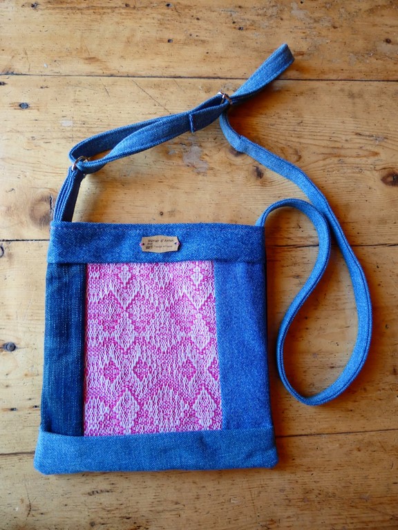 Métier d'antan: Sac tissé + jeans recyclé