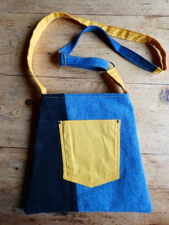 Métier d'antan: Sac tissé + jeans recyclé