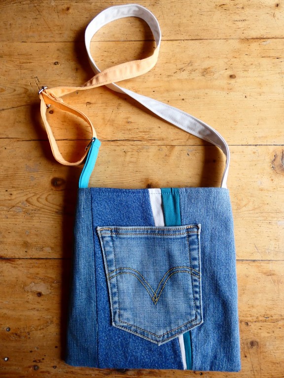 Métier d'antan: Sac tissé + jeans recyclé