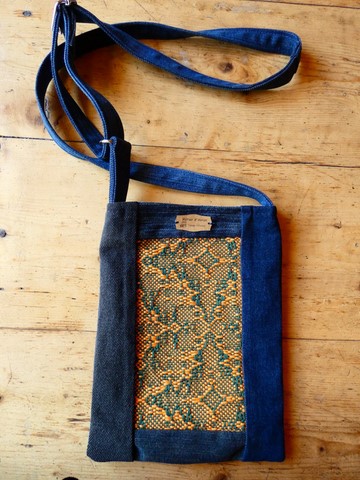 Métier d'antan: Sac tissé + jeans recyclé